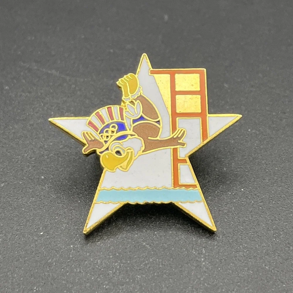 1984 Los Angeles Olympics Sam The Eagle Diving Event Star Lapel Hat Pin